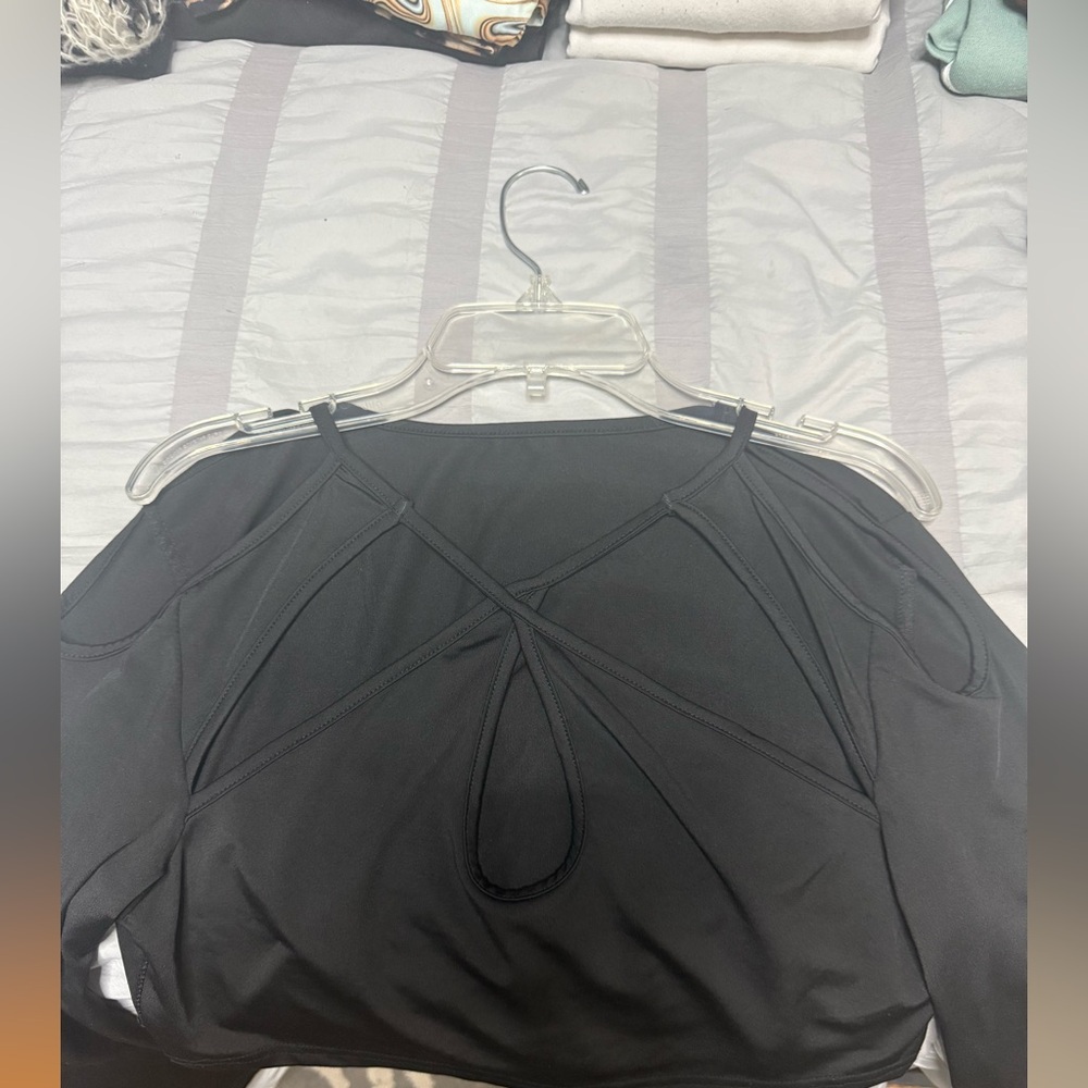 Black Cold Shoulder Top